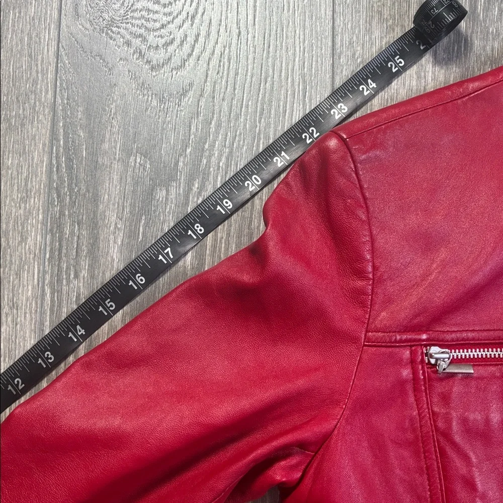 Valerie Stevens Red Leather Jacket Women’s Small DISTRESSED - Picture 6 of 14